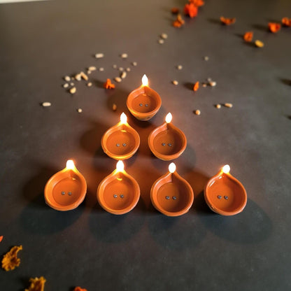 Water Sensor Diya Lights Electric Flameless Smokeless LED Diyas ( 6 pcs)