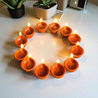 Water Sensor Diya Lights Electric Flameless Smokeless LED Diyas ( 6 pcs)